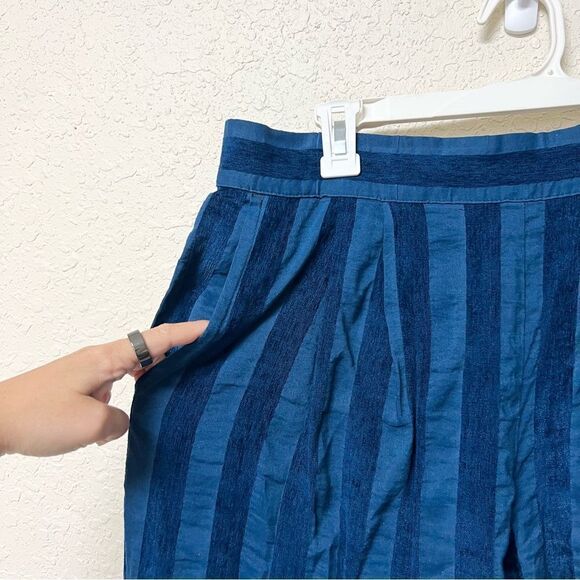 The Odells Blue Cropped Striped Pants Pull On Pockets Size L - Picture 2 of 6
